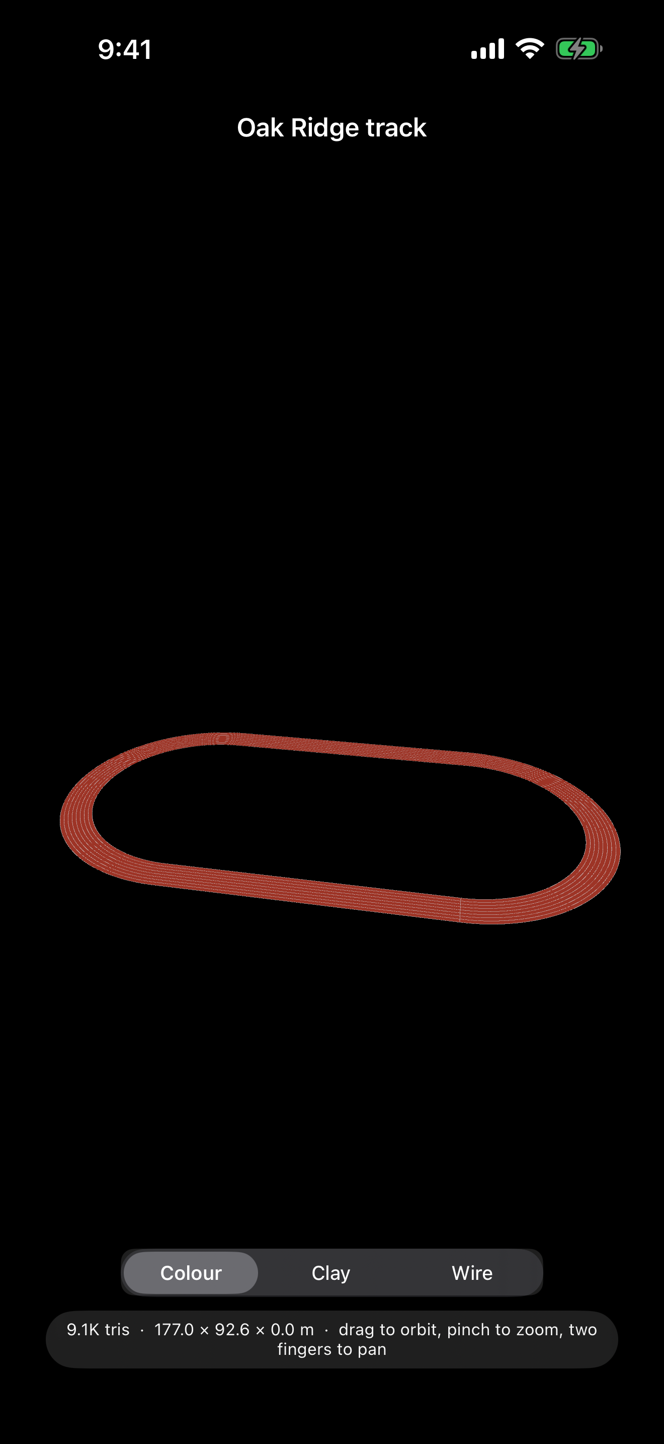 A LiDAR scan registered to the generated standard 400 m running track in DM Scanner 3D