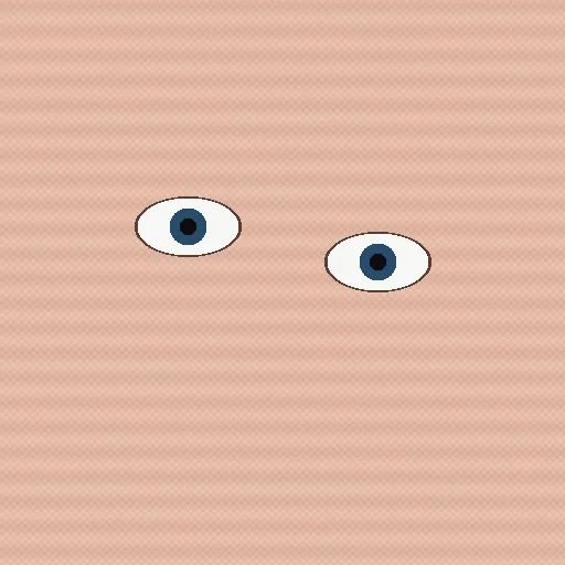 Two drawn eyes, one lower than the other, then the same pair aligned after the lower eye is moved up with DM Warp — no hole, no seam