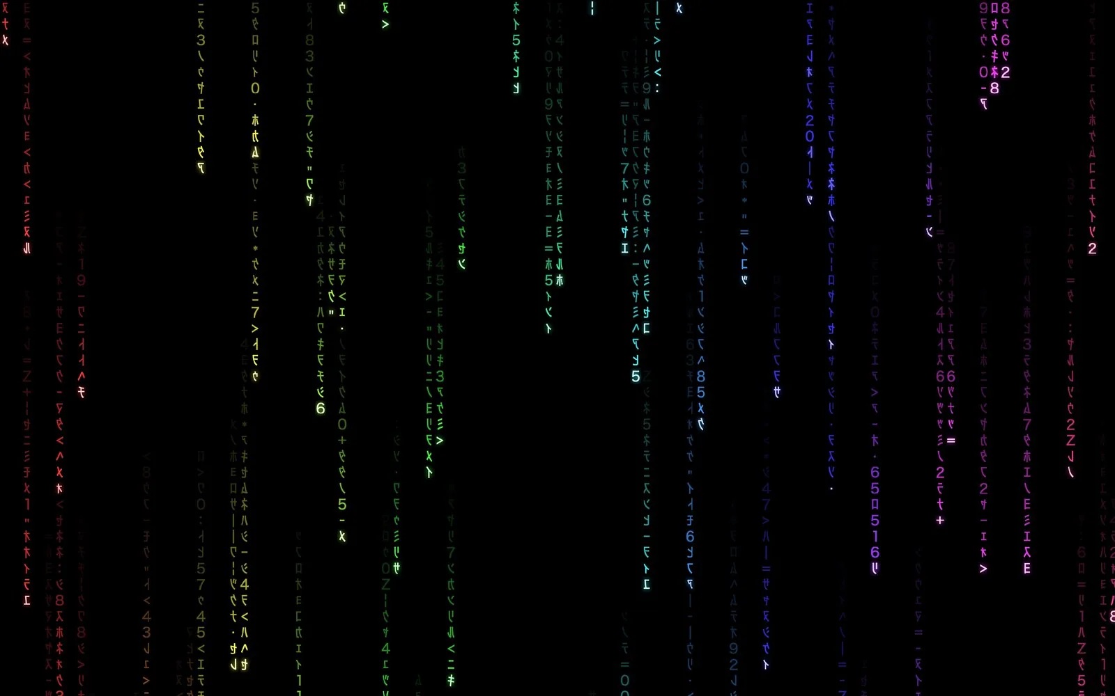 DM Digital Rain in Rainbow colour on a Mac