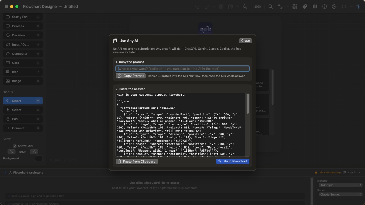 The Any AI window with a chat AI's answer pasted in